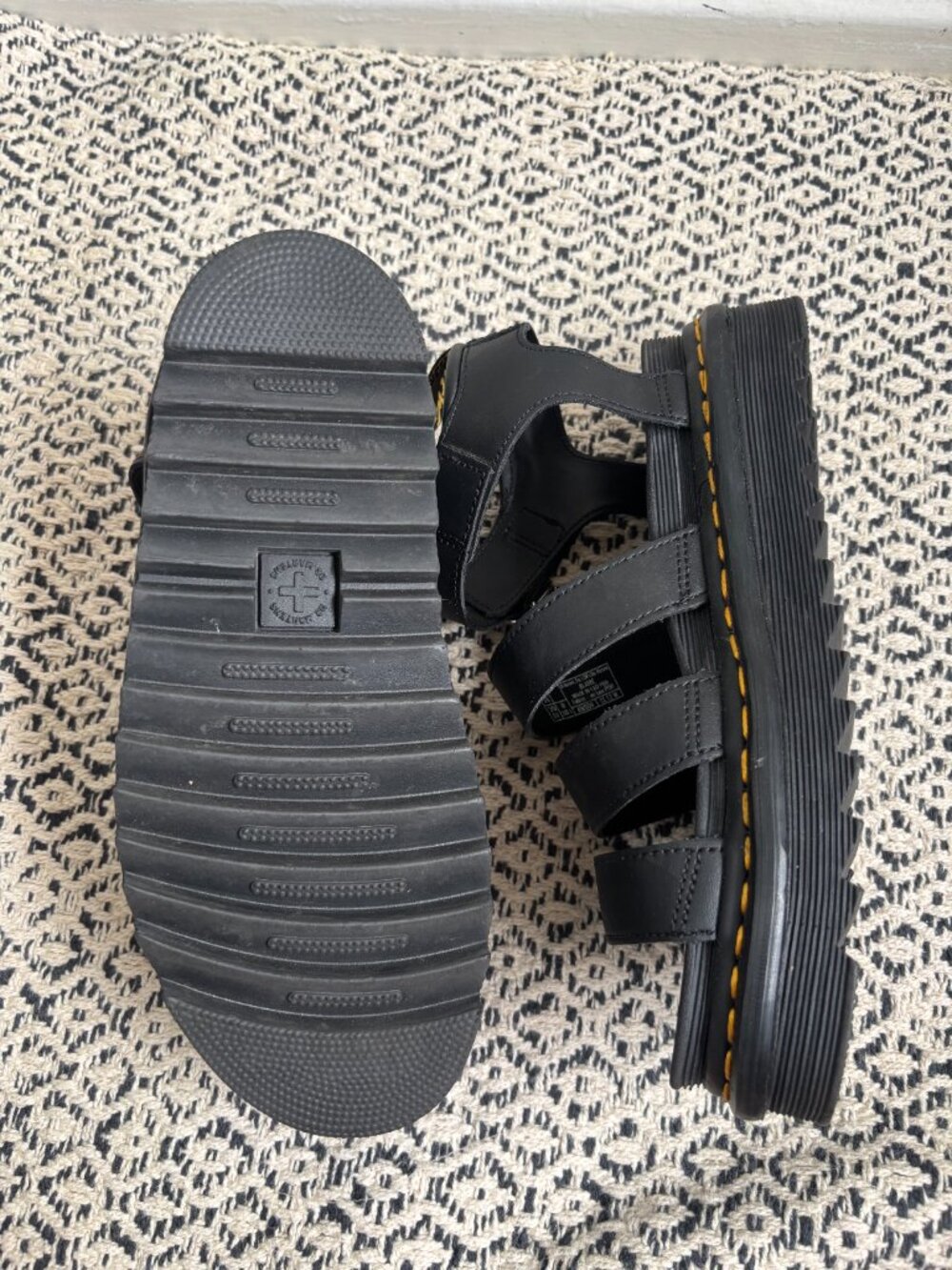 Gently used Dr. Martens Womens Blaire Fisherman Sandal, Black Hydro Leather, 8 - Picture 5 of 5